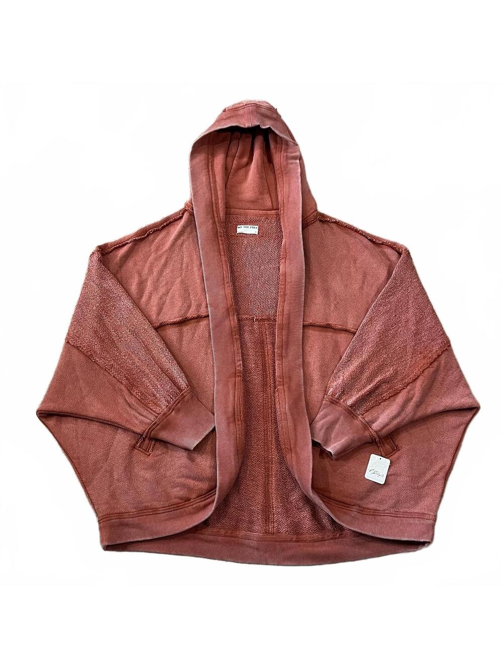 NWT Free People Forever Yours Hooded Cardigan Red Terracotta Size Large